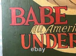 Vintage 20th Century Baseball Babe Ruth Hand Painted Wooden Wall Hanging Sign