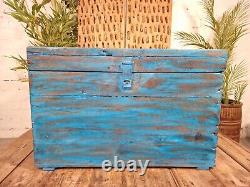 Vintage Antique Indian Reclaimed Hand Made Solid Wooden Blanket Box Chest trunk