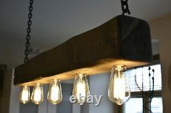 Vintage Ceiling Light Rustic Lamp Wooden Beam 5 X E27 HANDMADE