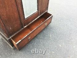 Vintage Double Wardrobe with drawer 2 Door Mirrored Wooden storage