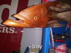 Vintage Hand Carved Wooden Detailed Fish