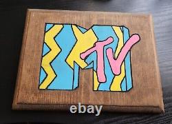 Vintage MTV Wooden Plaque Hanging Sign Hand Made! EUC Rare