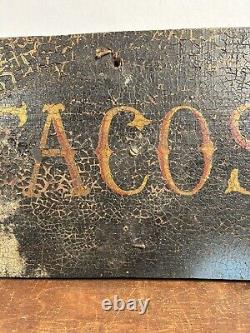 Vintage Old Wooden Hand Painted Rustic TACOS Sign 20x8 Bar Restaurant Kitchen