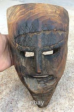 Vintage Original Primitive Handmade Carved Tribal Wooden Mask Rich Patina W788