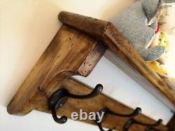 Vintage Pine Coat Rack Hand Made Reclaimed Wooden Rustic Artisan Coat Hooks
