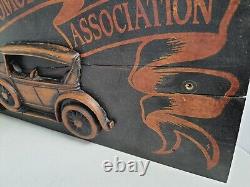 Vintage Royal Automobile Association (RAA) Hand Made and Carved Wooden Sign
