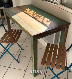 Vintage Rustic Dining Table Retro Style Kitchen Room Handmade Furniture Wooden