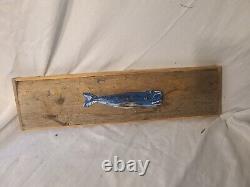 Vintage Rustic Folk Art-3D whale 0n driftwood -By Cape Code Artist Mike Abney