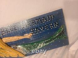Vintage Rustic Folk Art Blue Mermaid Tavern By Cape Code Artist Mike Abney