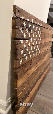 Vintage Rustic Wooden American Flag 36 X 25