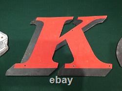 Vintage Single sided wooden Wood Letter sign Kato Express With Car Folk Art