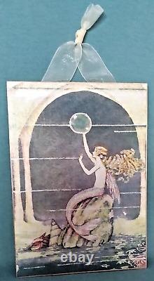 Vintage Style Pair Of Embellished Wooden Mermaid Wall Plaques In Mint Condition