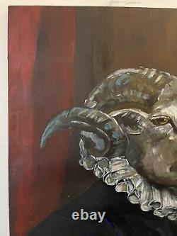 Vintage Style'Rams Head' Hand Painted Pub Bar Tavern Sign Sheep on Wood OOAK