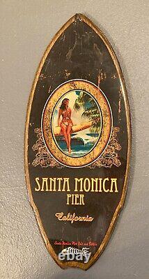 Vintage Wooden Sign SANTA MONICA PIER Bait and Tackle Shop SURFBOARD CALIFORNIA