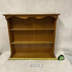 Vintage hand crafted solid wood 3 tier wall Plate Display Hanging shelf Wooden
