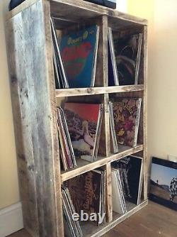 Vinyl album Record LP Wooden Rustic Reclaimed Wood Shelving Handmade Storage