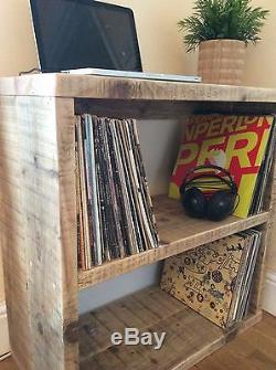 Vinyl album Record Wooden Rustic Reclaimed Wood Shelving Unit Handmade Storage