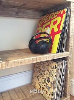 Vinyl album Record Wooden Rustic Reclaimed Wood Shelving Unit Handmade Storage