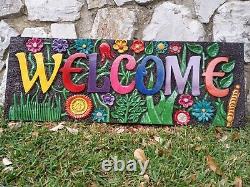 WELCOME sign Hand carved wooden