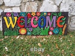 WELCOME sign Hand carved wooden