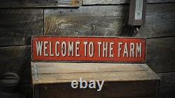 Welcome To The Farm Sign Primitive Rustic Hand Made Vintage Wooden