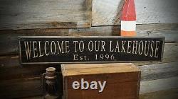 Welcome to Our Lake House Sign Rustic Hand Made Vintage Wooden