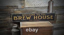 Welcome to the Brew House Sign Rustic Hand Made Vintage Wooden Sign