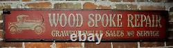 Wood Spoke Repair Car Sales and Service Rustic Hand Made Vintage Wooden Sign