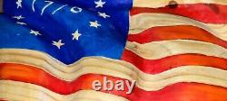Wooden American Betsy Ross 1776 Flag Handmade Original 20x10 in