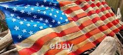 Wooden American Flag 27x14.5 inches Original Hand Carved from Repurposed Wood