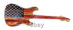 Wooden American Flag Electric Guitar Carved stars Made In Tennessee USA 39 Long