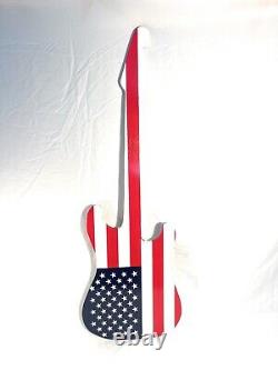 Wooden American Flag Electric Guitar Painted Made In Tennessee 39x13 Veteran