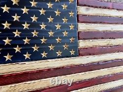 Wooden American Flag Rustic American Flag Wood Wall Art Woodworking
