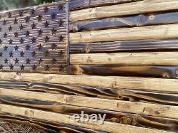 Wooden American Flag Rustic American Flag Wood Wall Art Woodworking