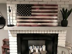 Wooden American Flag Rustic Decor Handcrafted