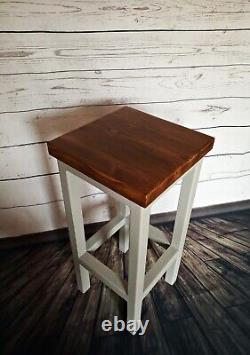 Wooden Bar Stool Breakfast Kitchen Bar High Chair Footrest Handmade