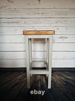 Wooden Bar Stool Breakfast Kitchen Bar High Chair Footrest Handmade