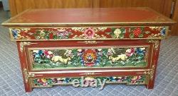 Wooden Hand Crafted Tibetan Design Foldable Tea Table From Nepal