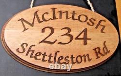 Wooden House Gate Sign Plaque Personalised Custom Engraved With Name & Number
