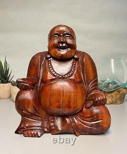 Wooden Laughing Buddha Statue- Hand Carved