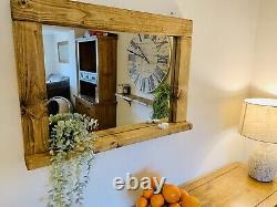 Wooden Mirror With Shelf in Dark oak wax finish Size 720mm X 960mm