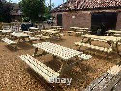 Wooden Mitred Corner Heavy Duty Garden Picnic Pub Patio Bench Table 4ft 5ft 6ft