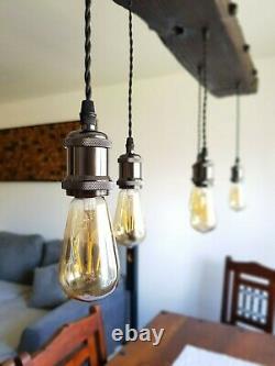 Wooden Pendant Light Fixture Rustic Chandelier Farmhouse Style Lighting
