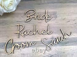 Wooden Personalised Script Names Words, Wedding Table Place Settings, Christmas
