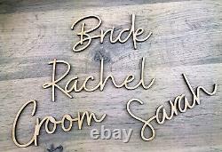 Wooden Personalised Script Names Words, Wedding Table Place Settings, Christmas