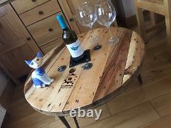 Wooden Round Industrial Coffee Table Cable drum reel Upcycled Bespoke 60 -100cm