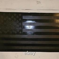 Wooden Rustic American Flag Handmade Blacked Out