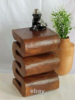 Wooden Snake Twist Small Side/End Table Lamp Plant Stand Hand Carved 20 Brown