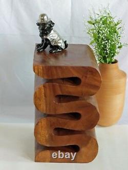 Wooden Snake Twist Small Side/End Table Lamp Plant Stand Hand Carved 20 Brown