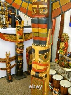 Wooden Statue Tribal Eagle American Indian Ethnic Totem Pole 150 cm Collect